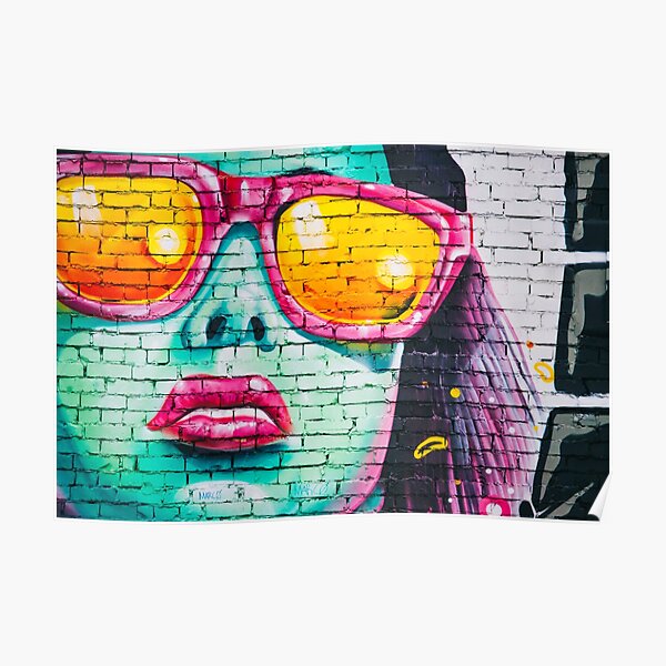 Retro sixties style woman in sunglasses Poster by adaba