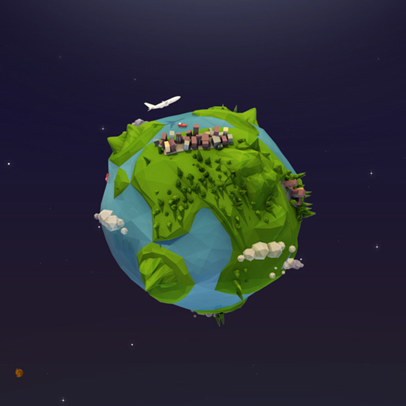 Cartoon Low Poly Earth Planet