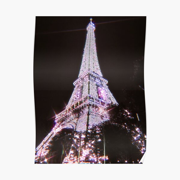 Diamond Sparkle Aesthetic Paris EIFFEL TOWER BY NIGHT Poster