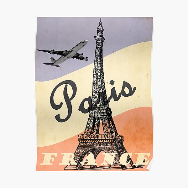 Paris France Flag – Eiffel Tower Vintage Poster Poster