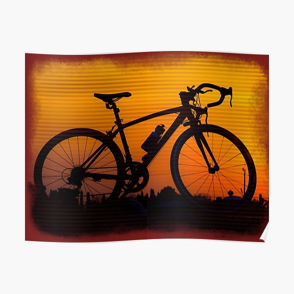 Racing bike in sunset Poster by adaba