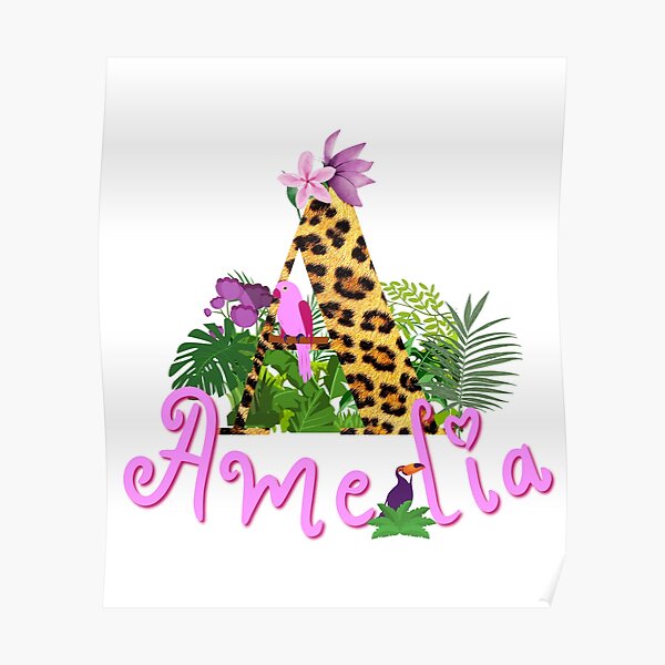 Monogram letter A jungle design, name amelia Poster by adaba