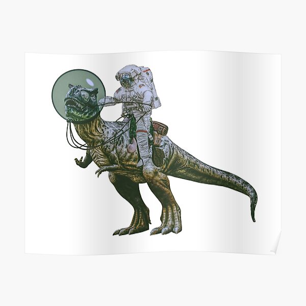 Space cowboy – Astronaut riding Dinosaur Poster by adaba