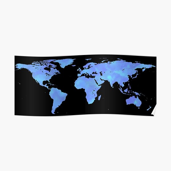 Black & Blue world map  Poster by adaba