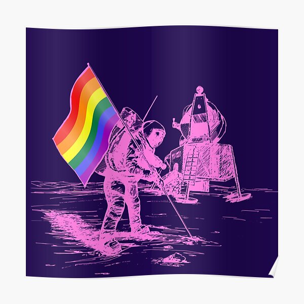 LGBT – LGBTQ Flag with Astronaut on the moon pink purple Poster by adaba