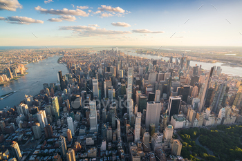 Aerial Look at of New York City Manhattan Skyline Skyscrapers, NY, United states