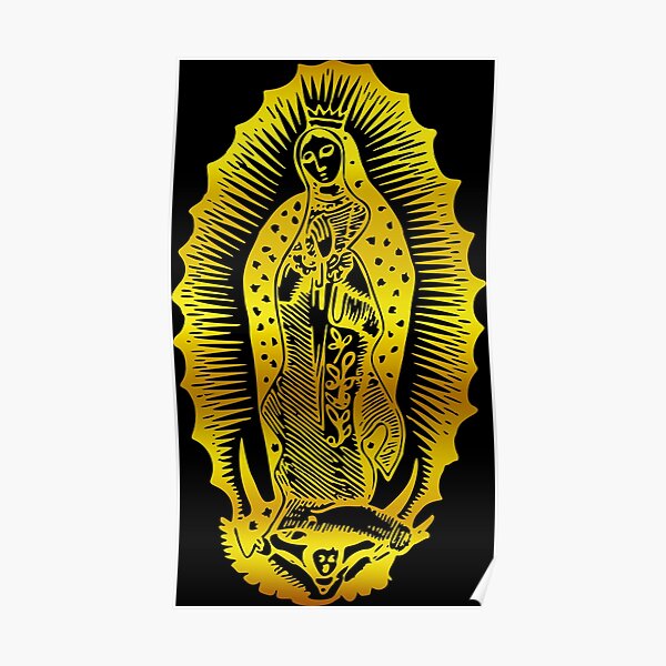 Golden Virgin of Guadalupe Poster by adaba