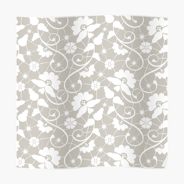 Grey & white lace pattern  Poster by adaba
