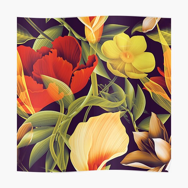 Blooming spring garden with Tulip, anemona, calla  Poster by adaba