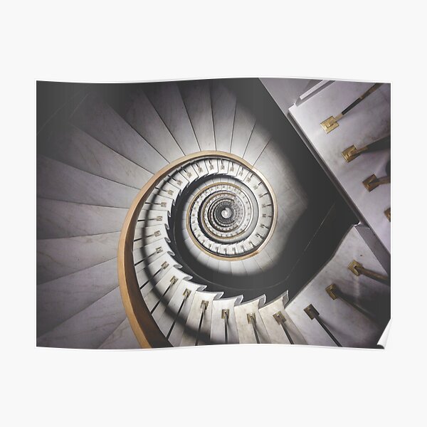 Gray geometric spiral staircase Poster by adaba