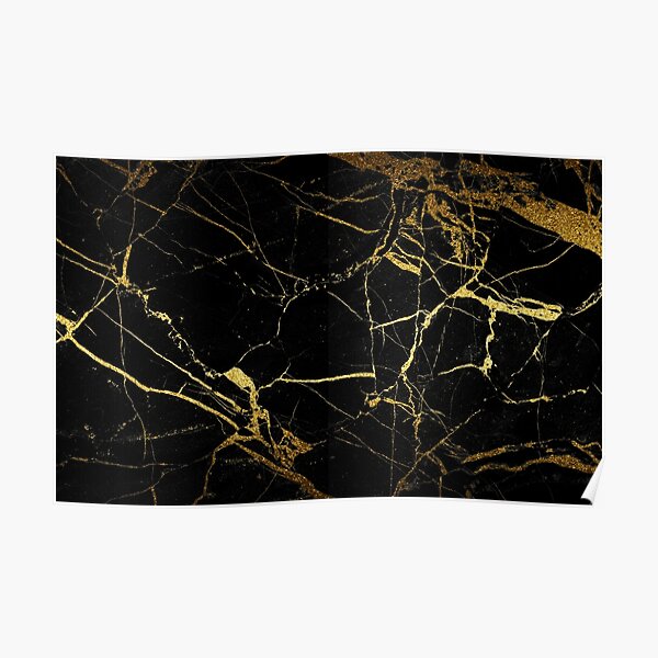 Black Marble with Gold Poster by adaba