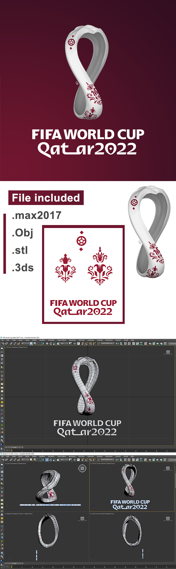 Qatar 2022 Logo Fifa worldcup 3D design