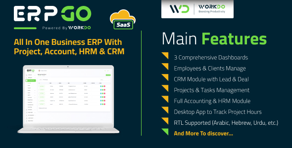 ERPGo SaaS – All In One Business ERP With Project, Account, HRM, CRM & POS