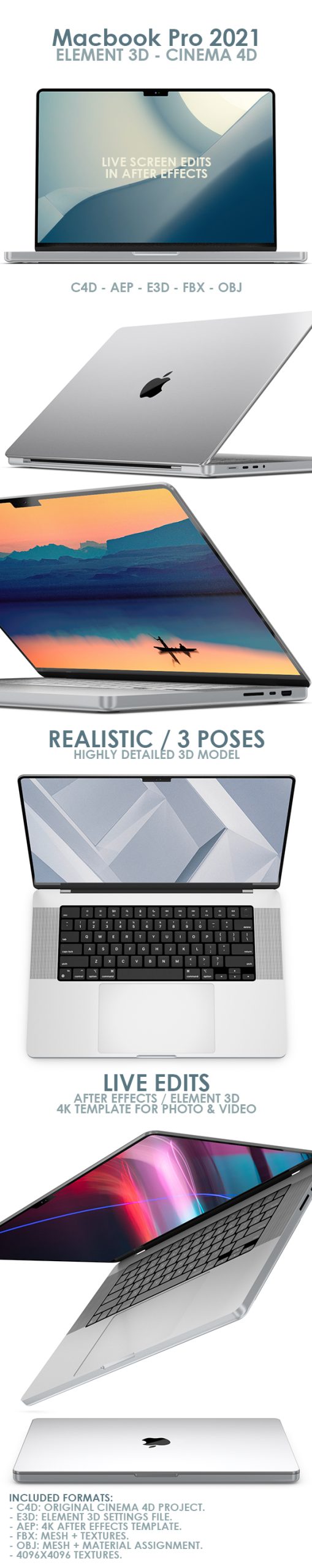 Macbook Pro 2021 3D Product for Aspect 3D & Cinema 4D