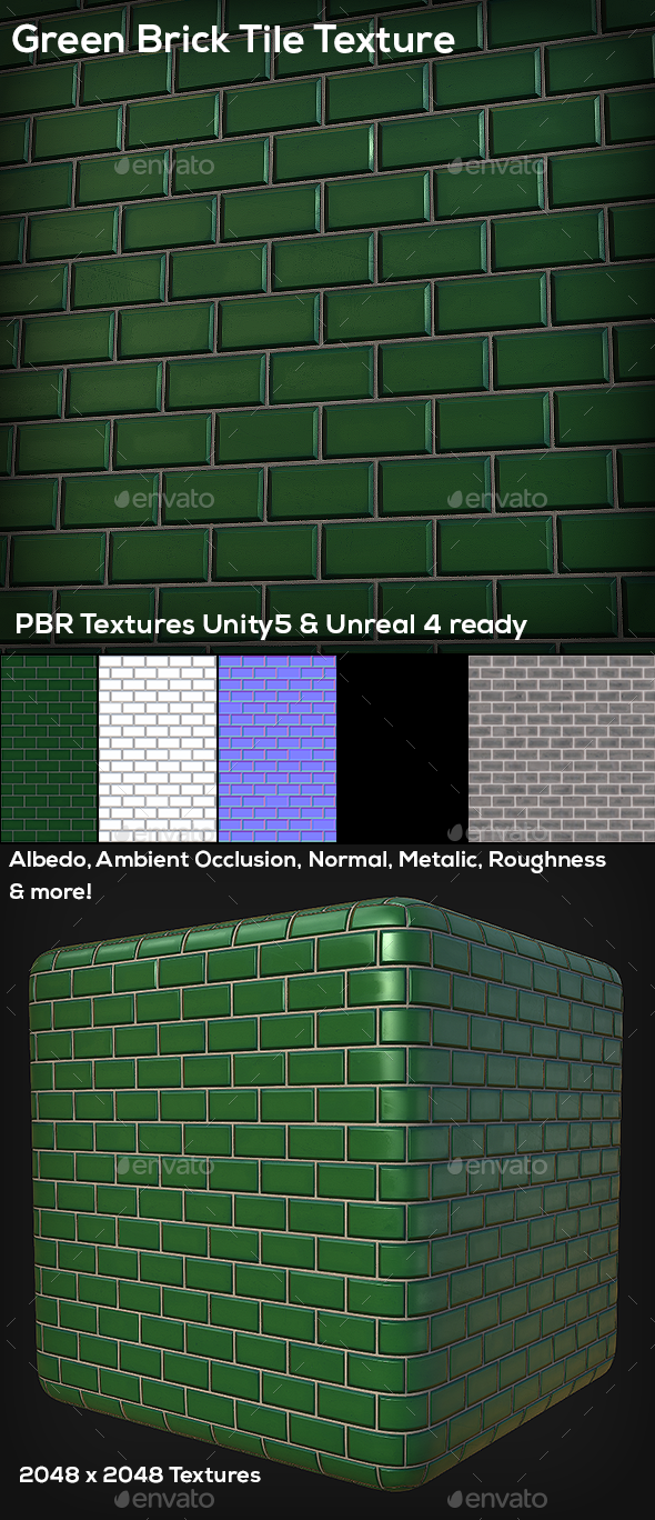 Green Brick Tile Texture