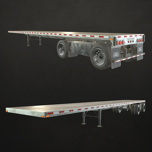 Semi Trailer Flatbed – Low Poly