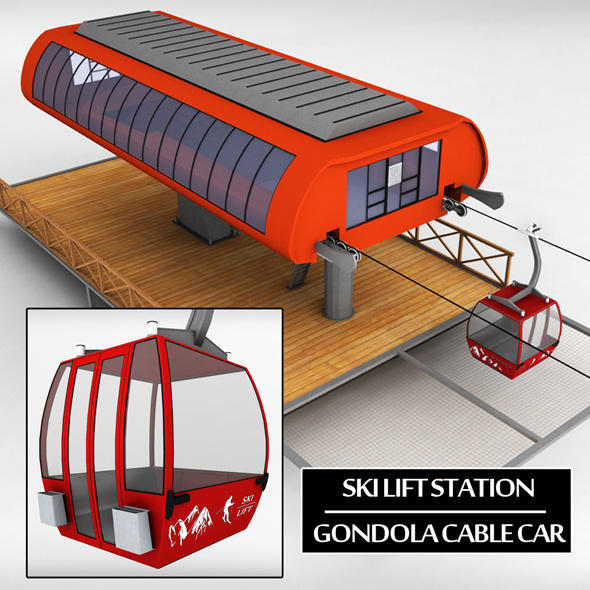 Ski lift station gondola cable car