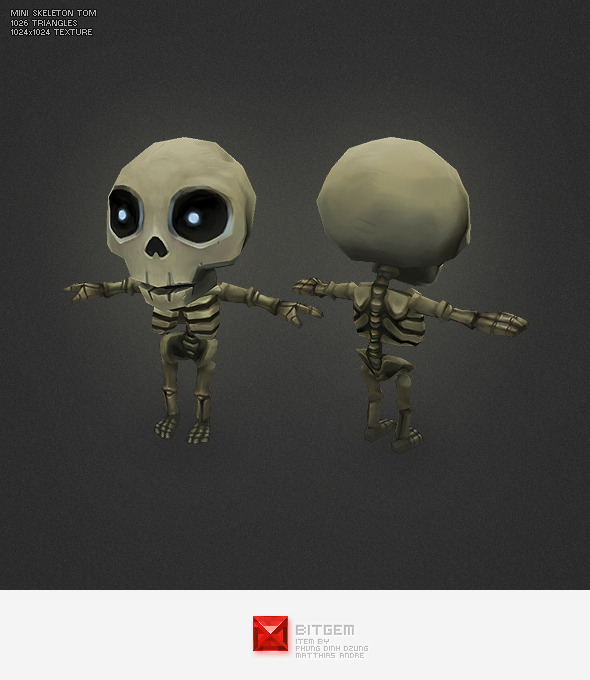 Low Poly Mini Skeleton Tom