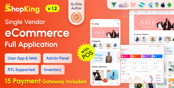 ShopKing – eCommerce App with Laravel Website & Admin Panel with POS | Inventory Management