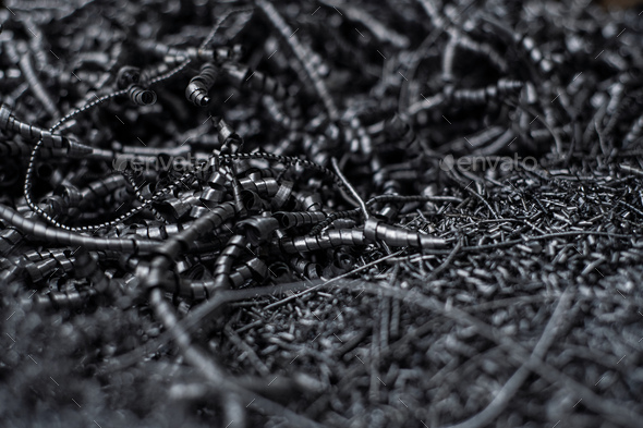Iron chips from industrial waste of steel products