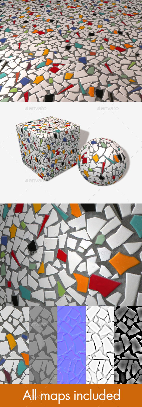 Cracked Mosaic Tile Seamless Texture