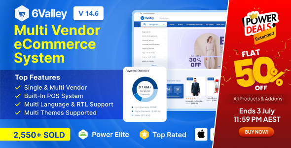 6Valley Multi-Vendor eCommerce CMS – Complete eCommerce Mobile App, Website, Seller and Admin Panel